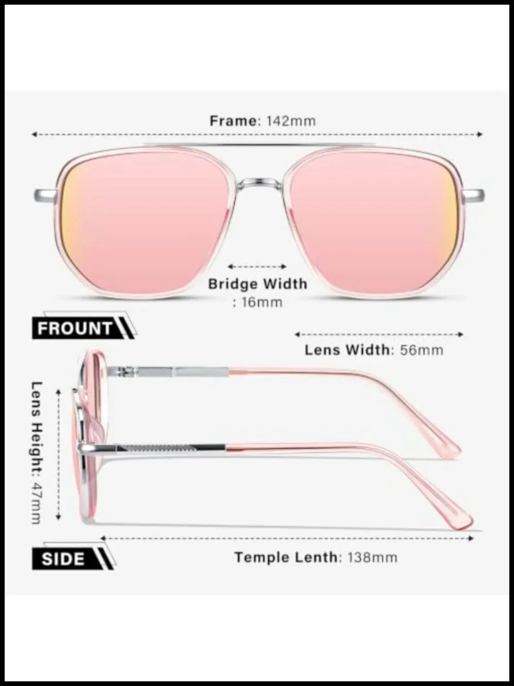 Polarized Aviator Sunglasses with UV Protection Metal Frame